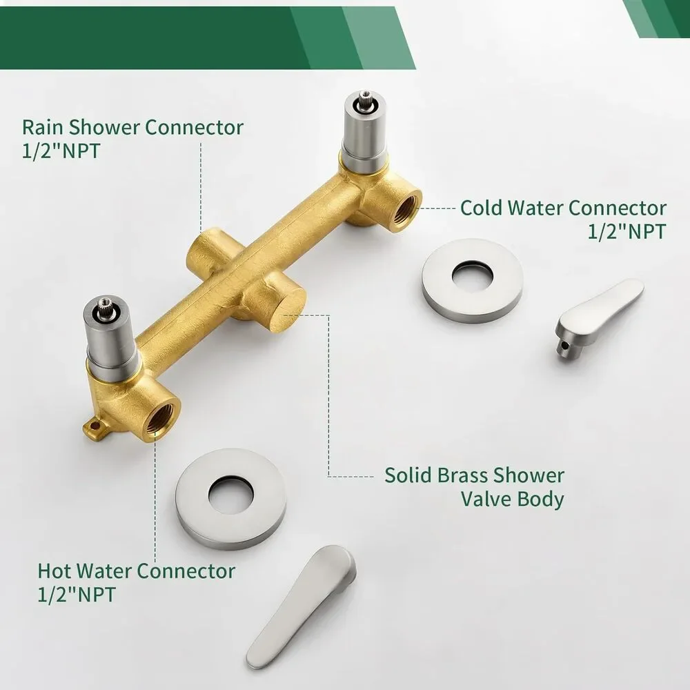 2 Handle Shower Faucet Shower System Complete 2 in 1 Shower Combo Set
